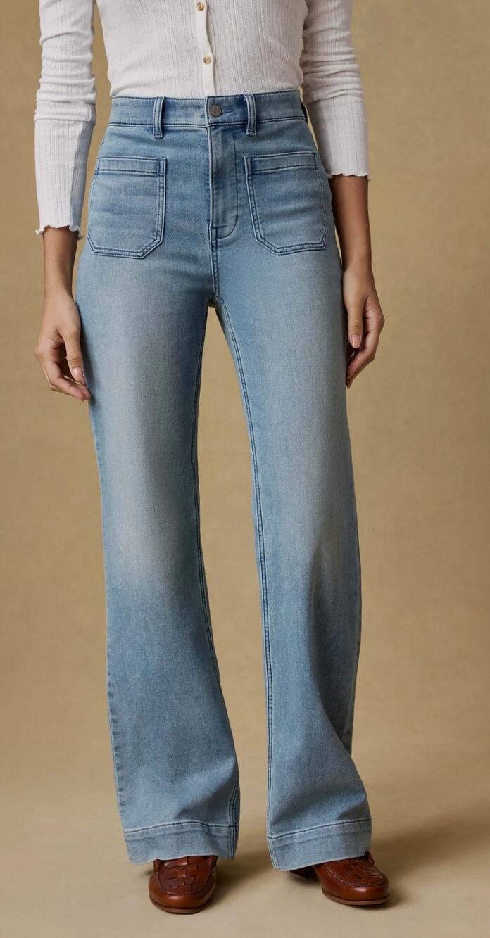 Faherty Flare Leg Jeans Stretch Terry Patch Pocket Pant size 26